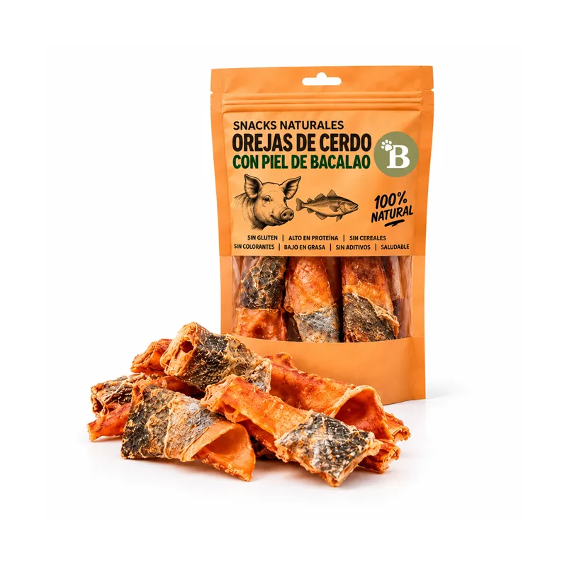 Orejas de Cerdo con Piel de Bacalao para Perros